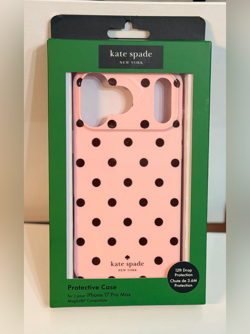kate spade Pink with Black Polka Dot iPhone 17 Pro Max Case NWT